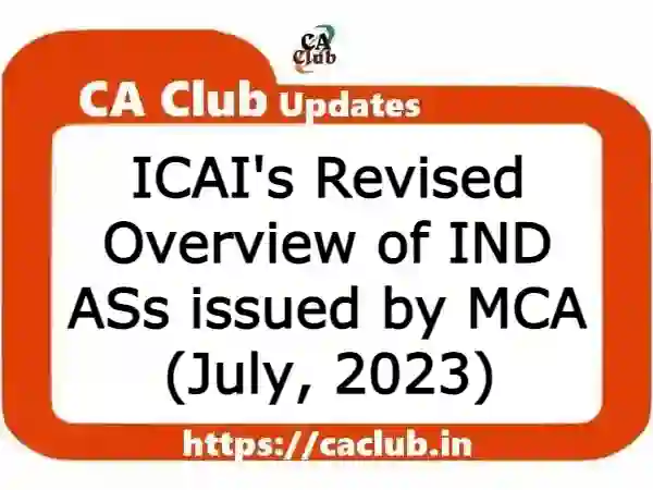 ICAI's Revised Overview of IND ASs issued by MCA (July, 2023)