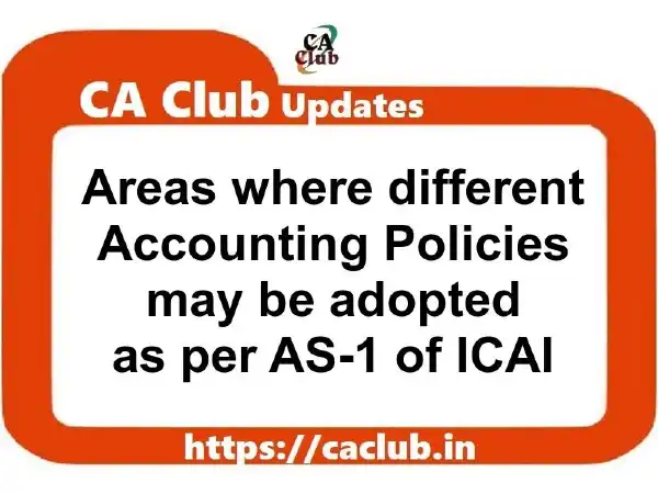 Areas where different Accounting Policies may be adopted as per AS-1 of ICAI