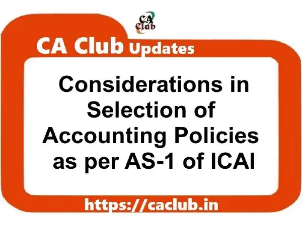 Considerations in Selection of Accounting Policies as per AS-1 of ICAI