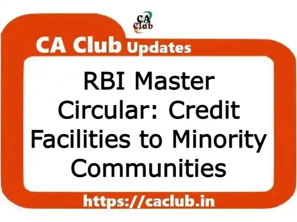Master Circular on Credit Facilities to Minority Communities: RBI Guidelines 2023